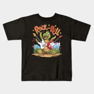 Groovy Turtle Rockstar Rock And Roll Kids T-Shirt